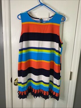 Crown&Ivy Multi-Color Striped Summer Dress Size Large.